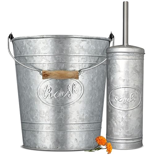 Autumn Alley Rustic Farmhouse Bathroom Trash Can and Toilet Brush
