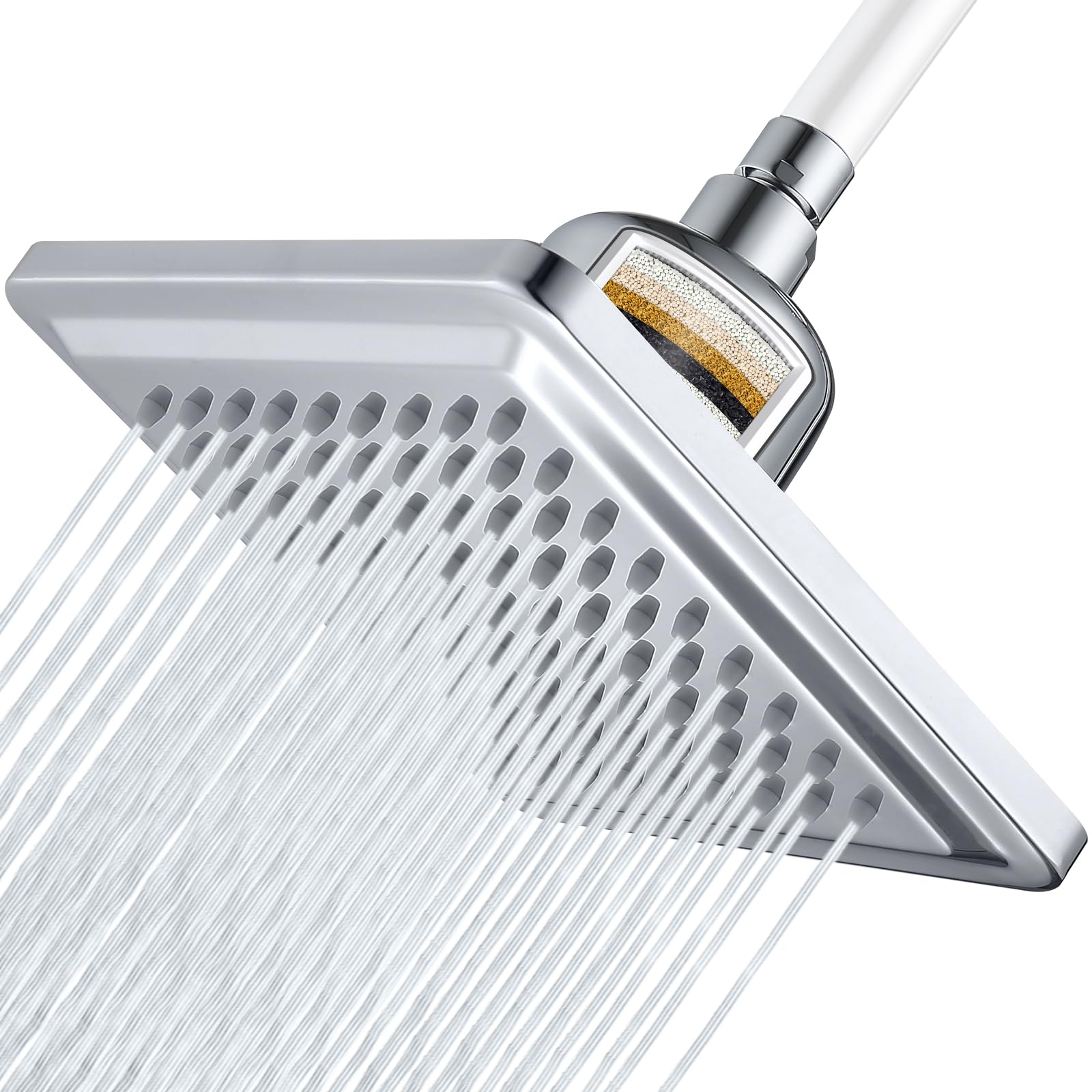 Hardivalue Metal 8 Inches Filtered Shower Head for Hard Water 15 Stages Filter Water Softener to Remove Chlorine and Fluoride — image 1