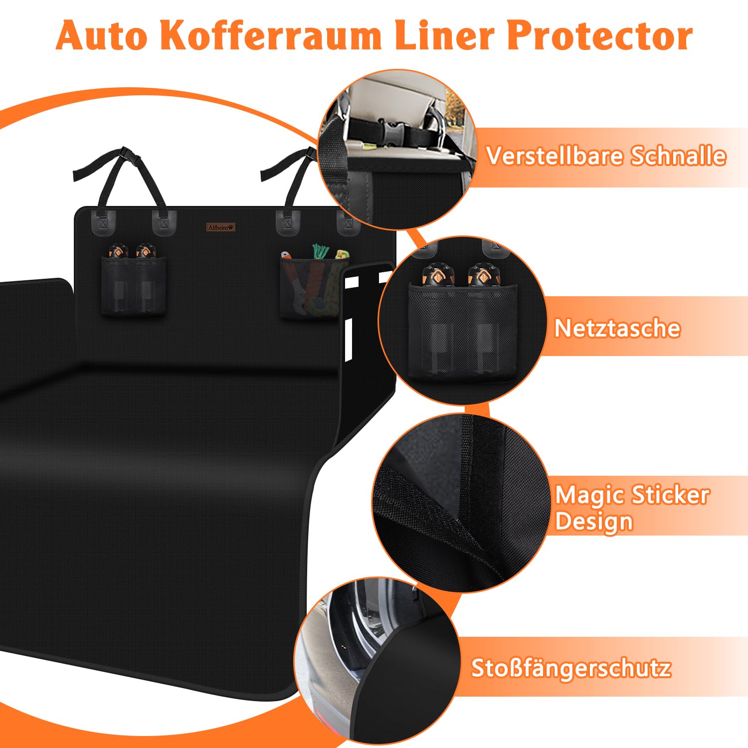 Alfheim Universeller Kofferraumschutz für Hunde Premium Kofferraumschutzmatte, Wasserdicht & Kratzfest, Passend für Limousinen und Klein Mittelklasse SUVs