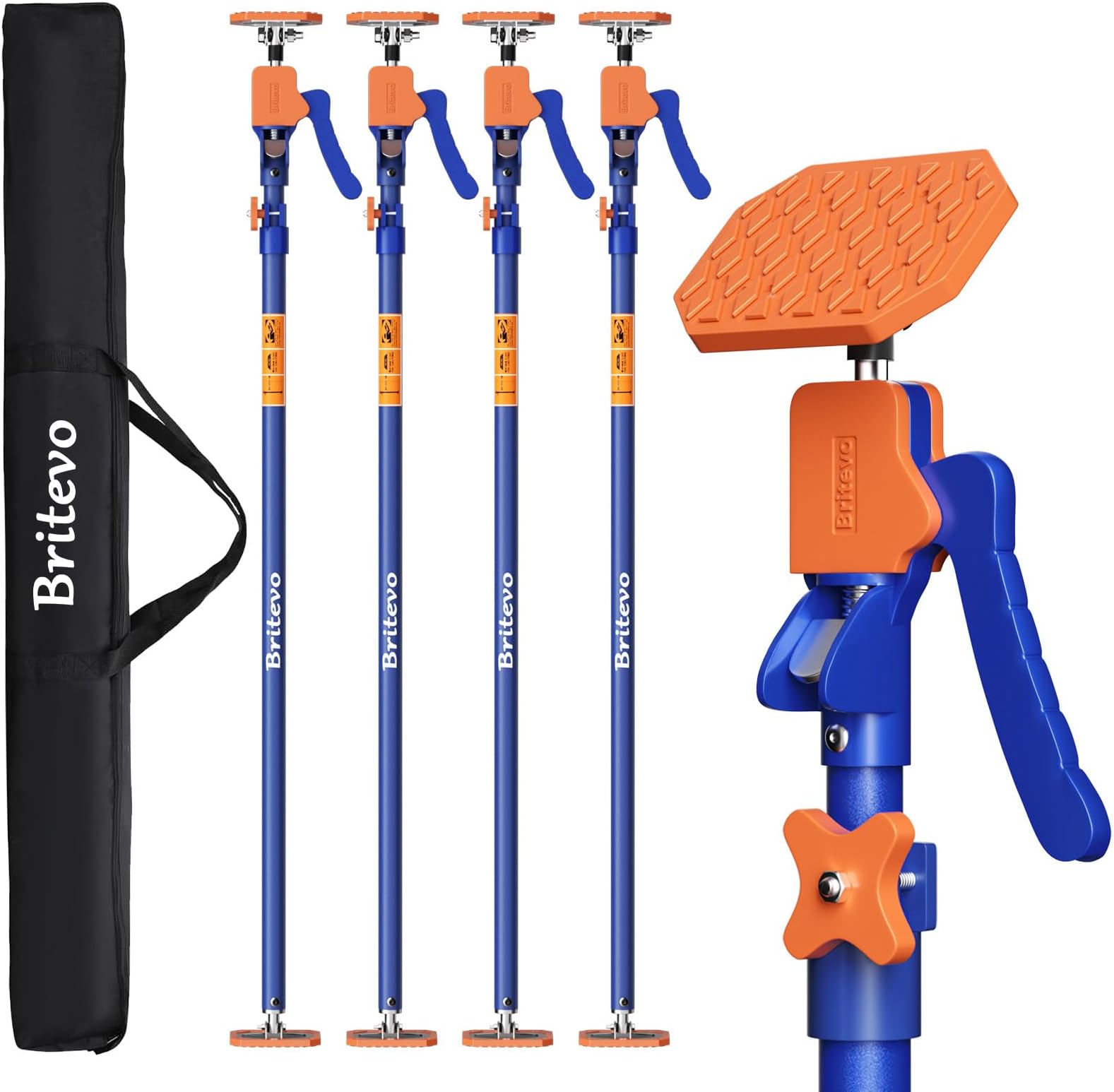 4PK Support Pole, 54-115 inch Cabinet Jack, Third Hand Tool, 154lbs Load-Bearing Adjustable Telescopic Pole for Drywall Lift, Dust Barrier, Cargo Securing