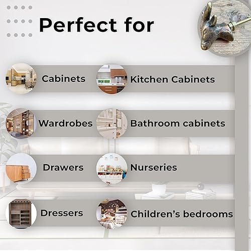 Miniatura 5 de Perillas de puerta de armario de metal hecho a mano de bronce antiguo vintage de hierro antiguo, tiradores de cajón manijas de puerta de gabinete