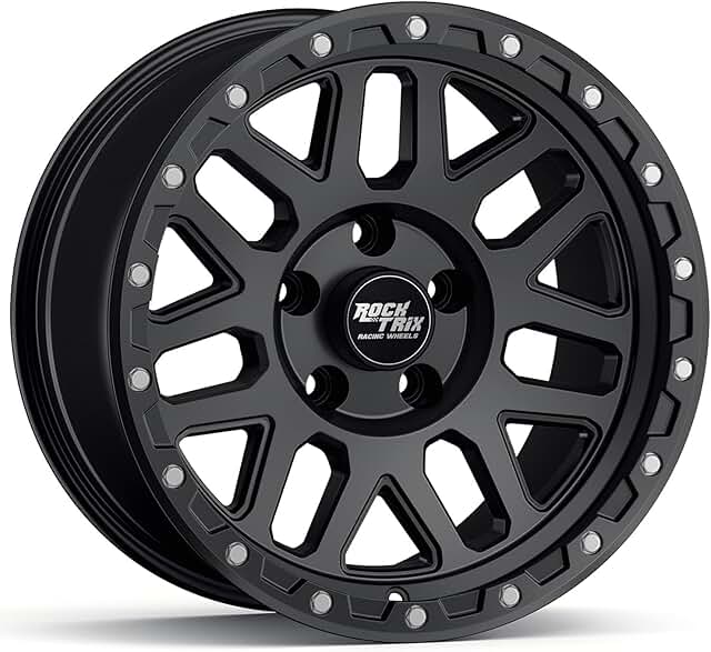 RockTrix RT110 17 inch Wheel Compatible with Jeep Wrangler JK JL 17x9 5x5 Wheels (-12mm Offset, 4.5i