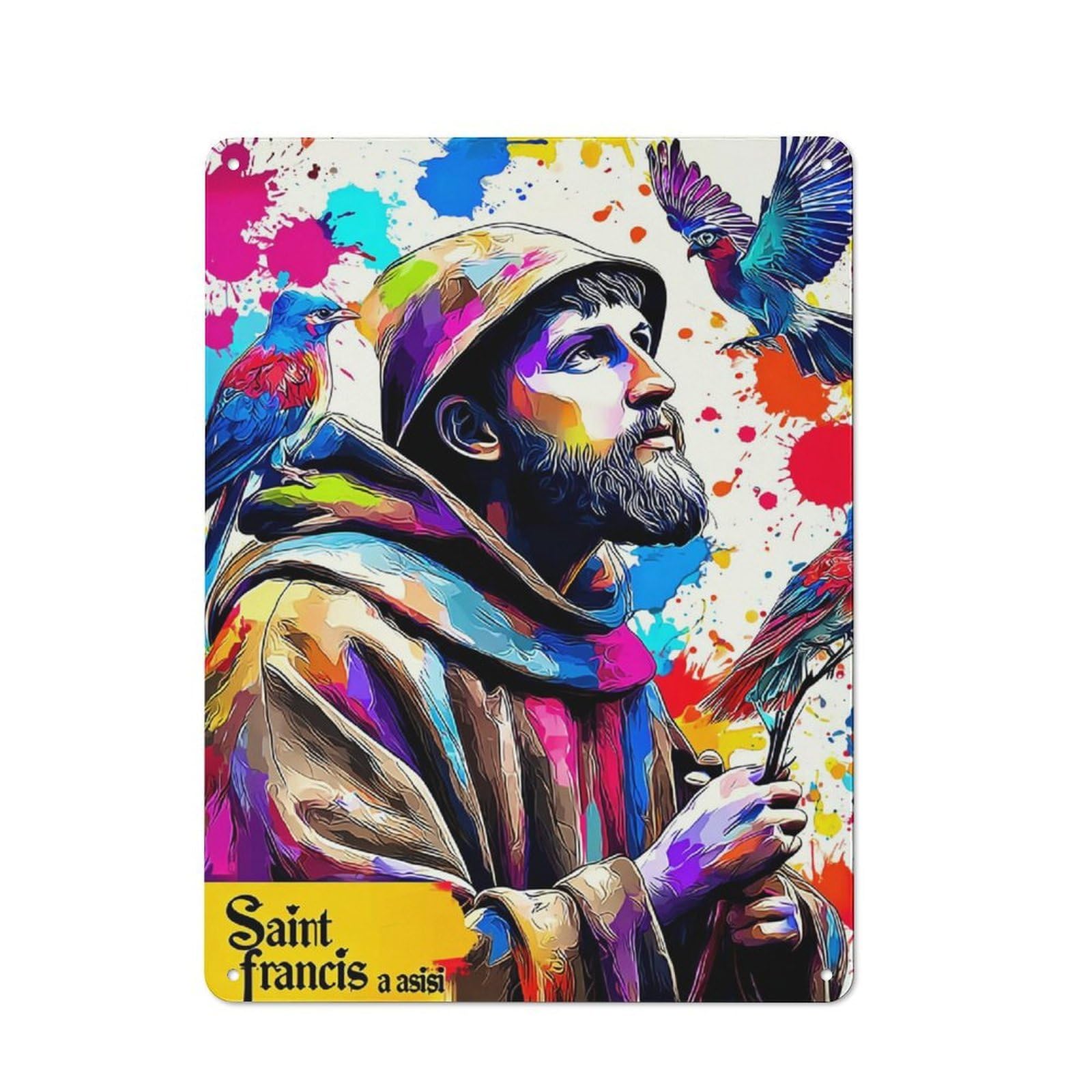Junmoney Saint Francis Of Assisi Art Print Tin Sign 40X30cm With For Workshop Wall, Vintage Decor, Gift For Workshop Decor Fans During The Christmas Season