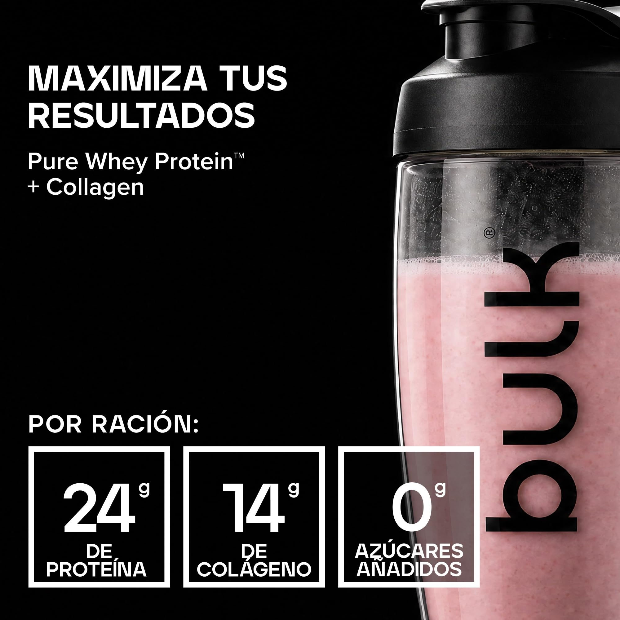 Bulk Pure Whey Protein + Colágeno, Fresa, 2kg