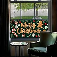 Vista 2 de HOMETITUTE Gingerbread - Cubierta de ventana de vinilo estático de Navidad de PVC, hoja de vidrio de privacidad de 39.3 x 17.7 pulgadas, panel