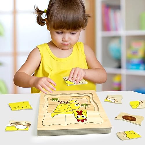 Miniatura 6 de Montessori - Rompecabezas de madera para niños de 4 a 8 años, rompecabezas de ciclo de vida de 4 capas para niños pequeños, rompecabezas educativos