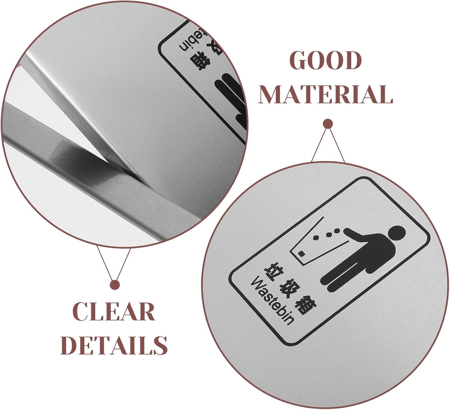 Sewroro Recessed Stainless Steel Trash Can Lid with Swing Cover, Embedded Countertop Garbage Bin Lid for Kitchen and Bathroom Use, Sturdy Trash Bin Replacement Accessory