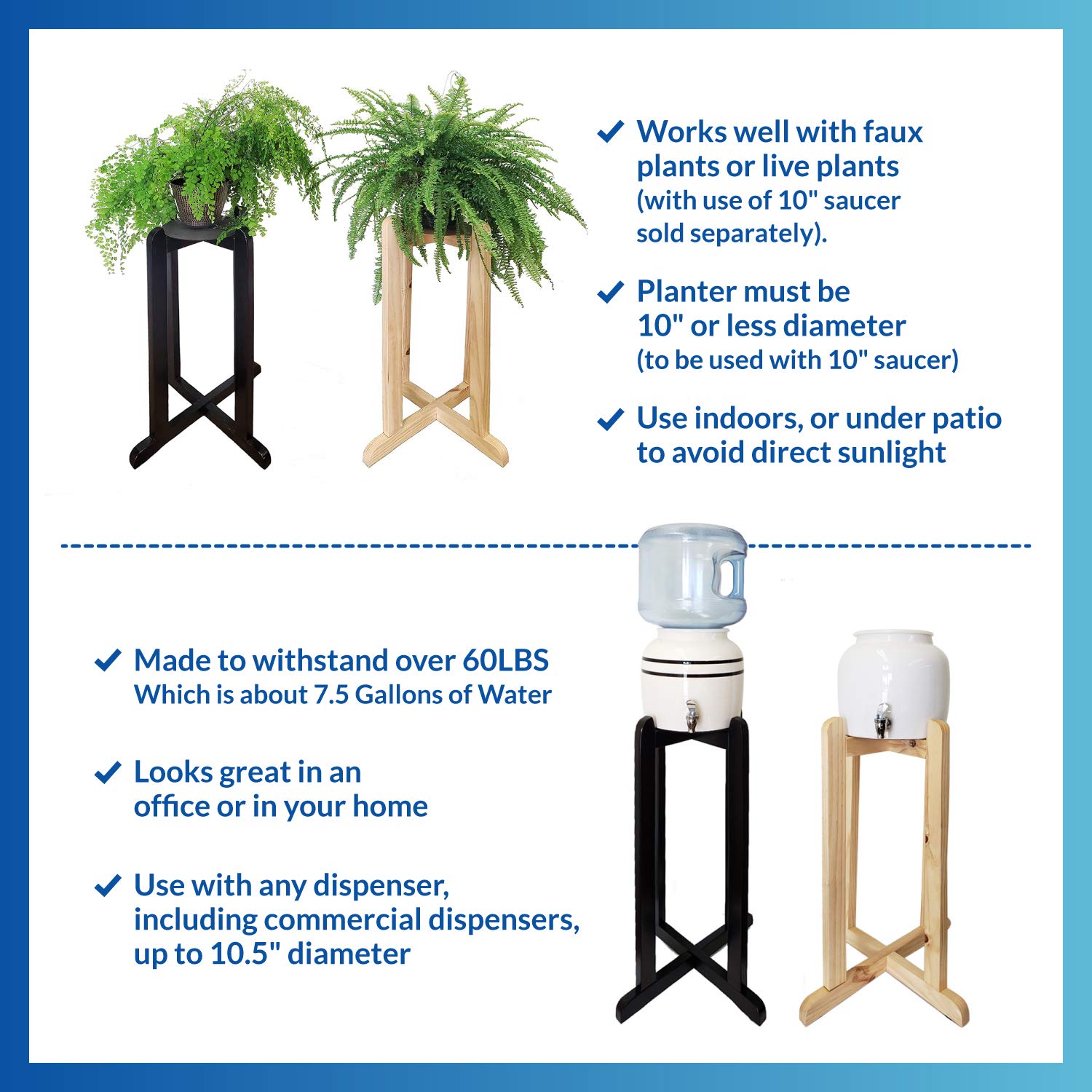 For Your Water 27" Wood Painted Water Crock Dispenser Floor Stand