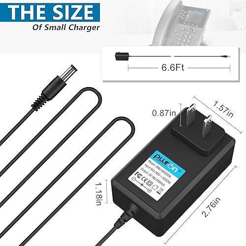 Miniatura 7 de PwrON Adaptador de corriente compatible con POLYCOM VVX Business IP Phone, VVX 150 250 350 450 OBI, 6.6 pies de largo