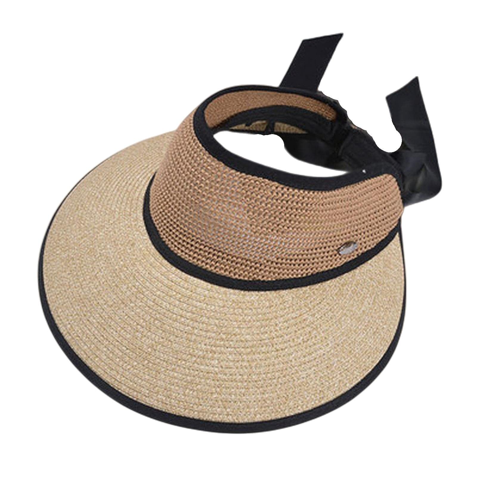 Sombrero de pescador de verano para mujer, sombrero de paja de ala grande, sombrero de sol plegable, sombrero de playa, color bermellón