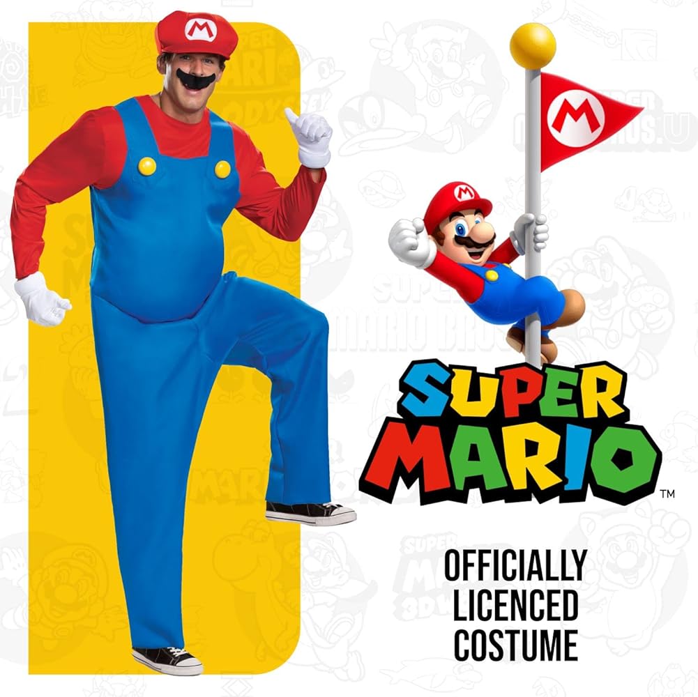 Amazon.co.jp: Disguise Men's Mario Deluxe Adult Costume, Red