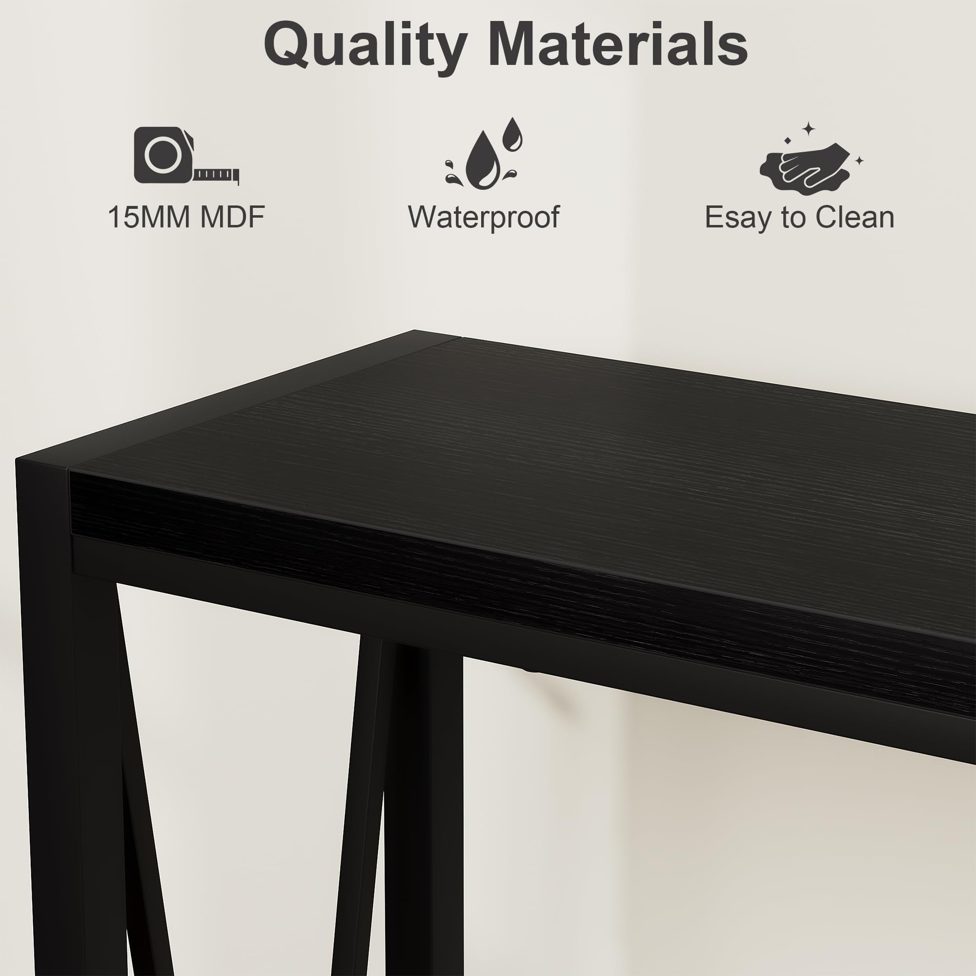 Garvee Tavolo Console Industriale, 110 cm a 2 Livelli con Ripiano, Stretto per Ingresso, Soggiorno, Ingresso - Nero