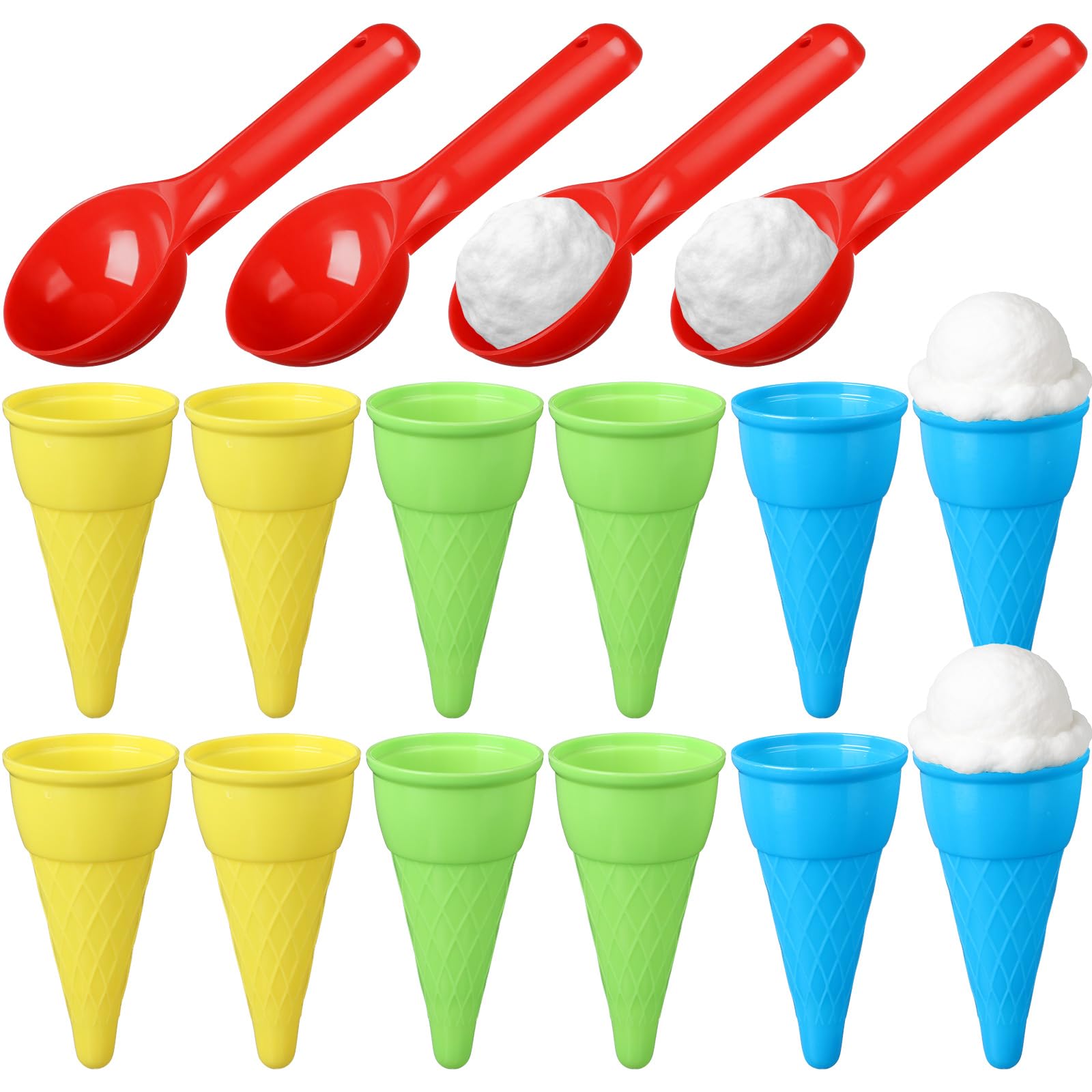 Photo 1 of Potchen 16 Pcs Plastic Ice Cream Cones Cups and Scoop Set, Beach Sand Toys for Kids, Summer Sandbox Ice Cream Mold Set for Sensory Table, Outdoor Play Backyard Seaside Activities