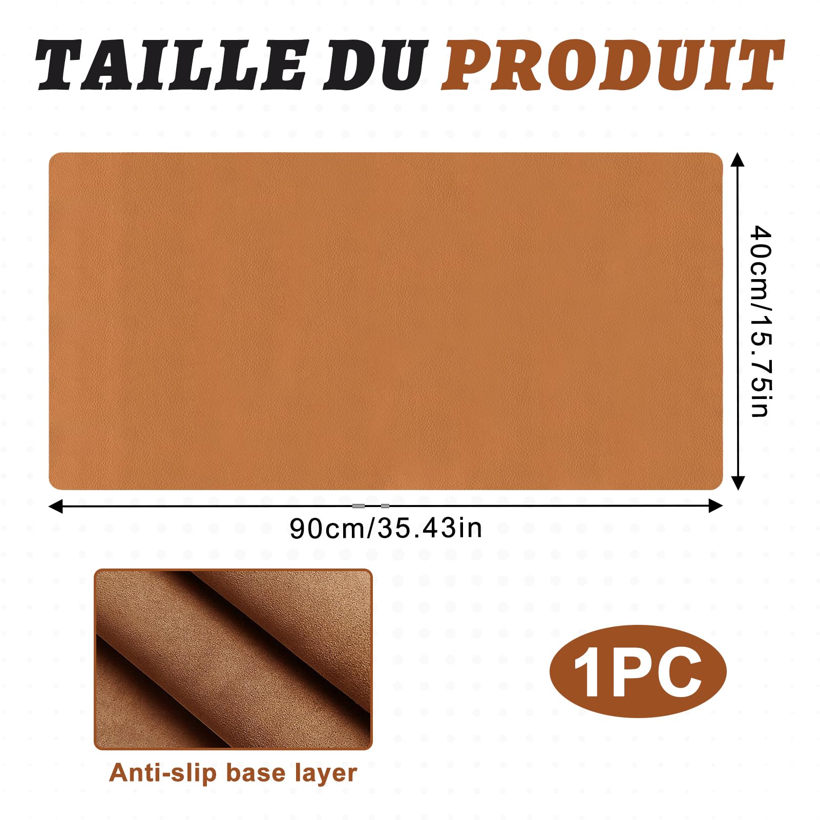 Tapis de Bureau Cuir PU Marron 90x40cm XXL – Sous-Main Antidérapant Imperméable, Protection Bureau