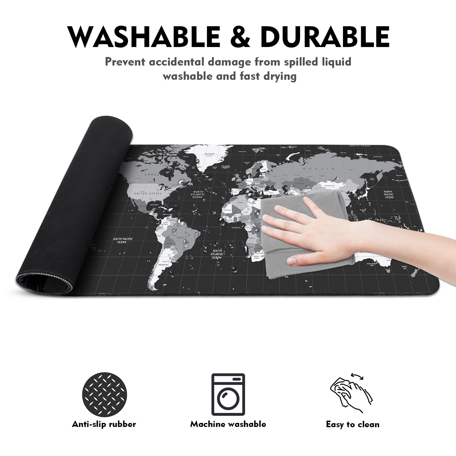 Tappetino Mouse XXL Gaming 800x300mm - Base Gomma Antiscivolo, Design Bianco E Nero - Foto 3