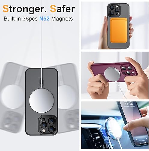 Miniatura 3 de ROYBENS Funda transparente mate para iPhone 14 Pro-Max compatible con Magsafe, protección completa de lente de cámara, protector de pantalla, correa