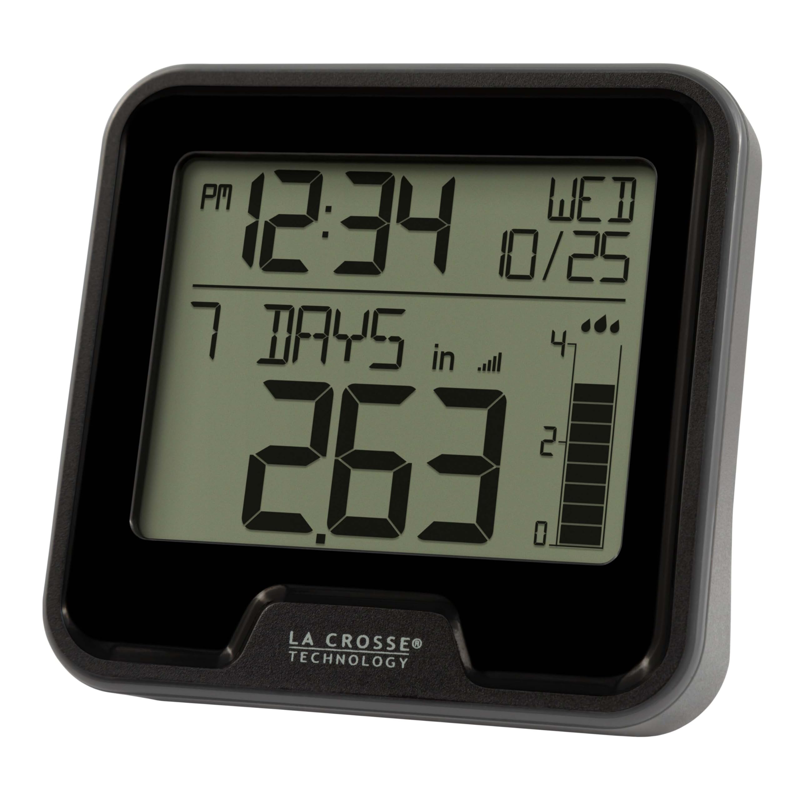 La Crosse Technology Pluviometro digitale wireless con temperatura interna, nero, 9 cm L x 3 cm W x 8,5 cm H