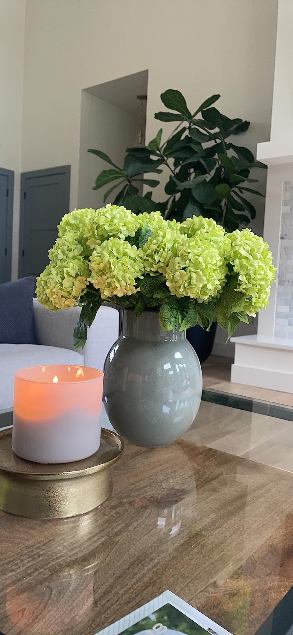 Faux Hydrangea, Faux Hydrangea Arrangement, Faux Snowball Hydrangea in White,Green,Pink,Blue,Yellow photo review