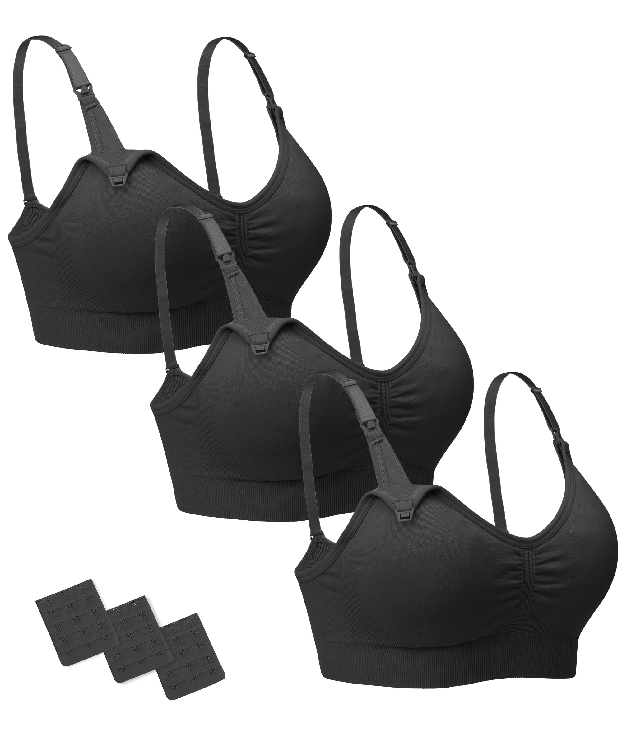 Stelle Nursing Bras Maternity Bra for Breastfeeding Pregnancy Wireless Bralette with Pads, Extenders & Clips