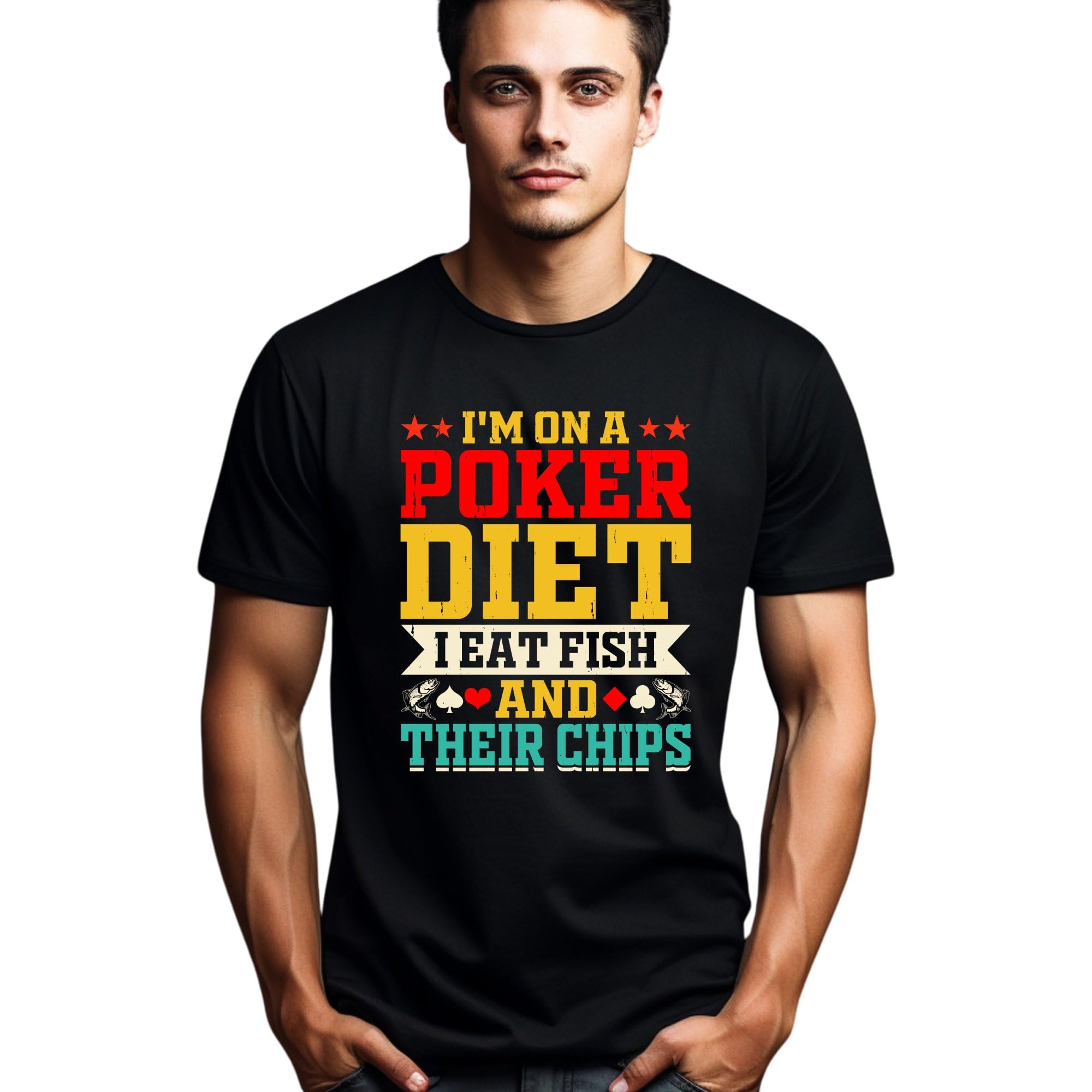 Seek Buy LoveFunny Poker T-Shirt, I'm On A Poker Diet I Eat Fish and Chips Tee, Gambling Shirt, Gift for Card Player, Casino Lover Top, Game Night Outfit