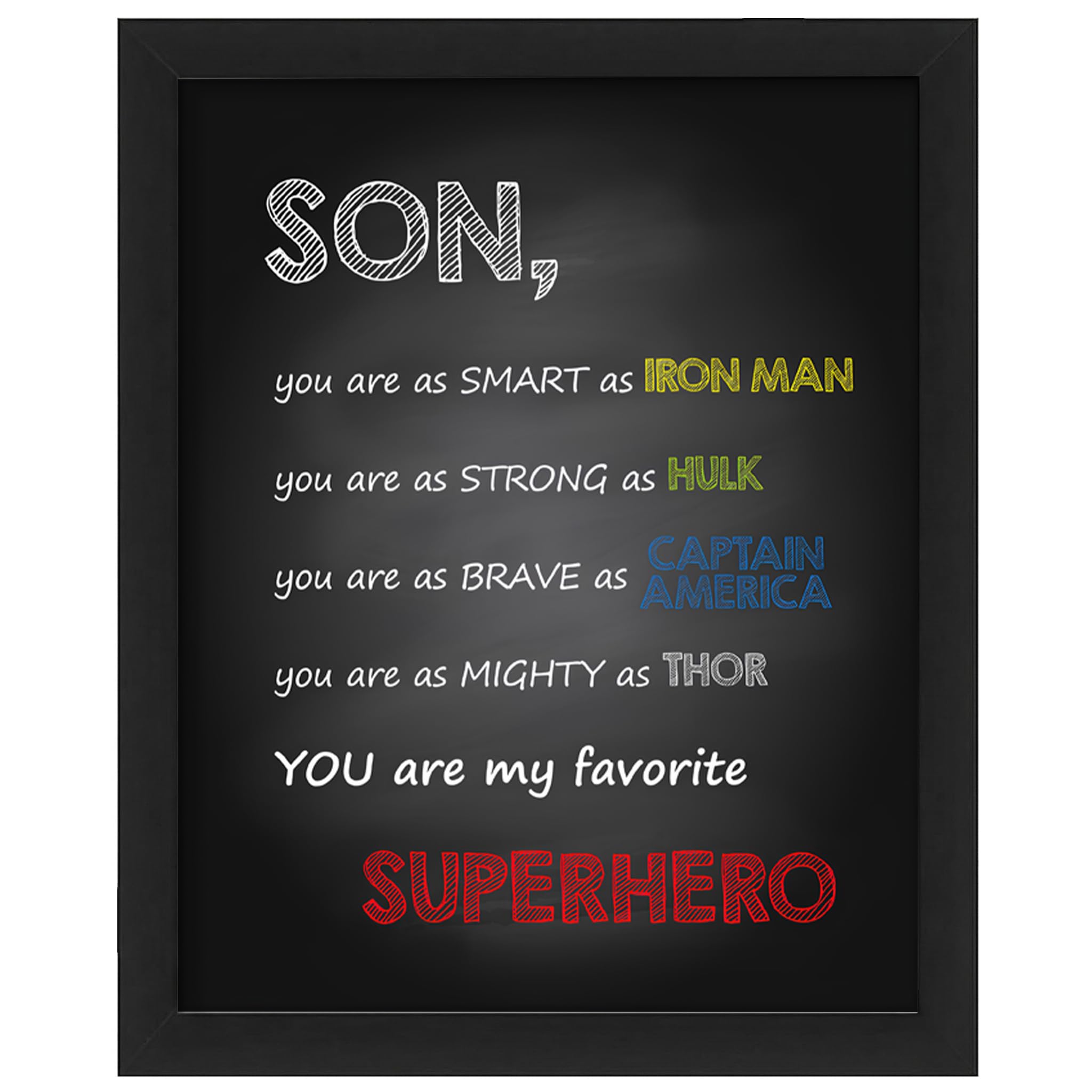 Motivational Marvel Wall Art - Son You Are My Favorite Superhero- Positive Inspirational Wall Decor for Boys Room, Home, Bathroom Mirror, School Decor