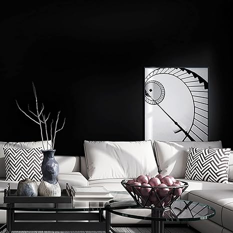 Amazon Co Jp 壁 壁紙 純粋な黒のヨーロッパの黒の壁紙単色コンタクトペーパー防水接着剤を厚くしない居間寝室の台所のため0 53x9 5m Diy 工具 ガーデン