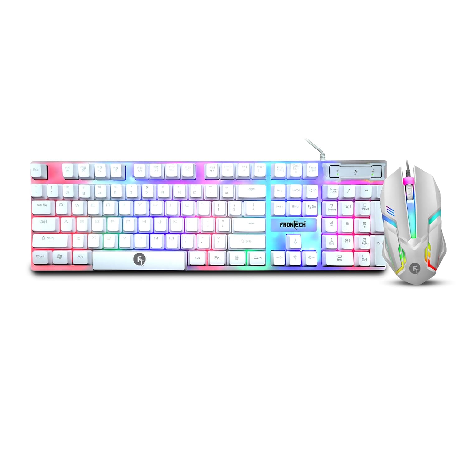 FRONTECH KB-0040PW Wired Gaming Keyboard and Mouse Combo for PC & Laptop | USB Plug & Play | 105 Keys Keyboard + 1200 DPI Optical Mouse | Compatible with Windows 11/10/8/7 FRONTECH KB-0040PW Wired Gaming Keyboard and Mouse Combo for PC & Laptop | USB Plug & Play | 105 Keys Keyboard + 1200 DPI Optical Mouse | Compatible with Windows 11/10/8/7