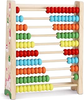 Trintion Abacus Wooden Bead Abacus for Toddlers Kids With 100 Pcs Counting Beads Counting Number Frame Abacus Maths Learning Toy Gift for Boys Girls