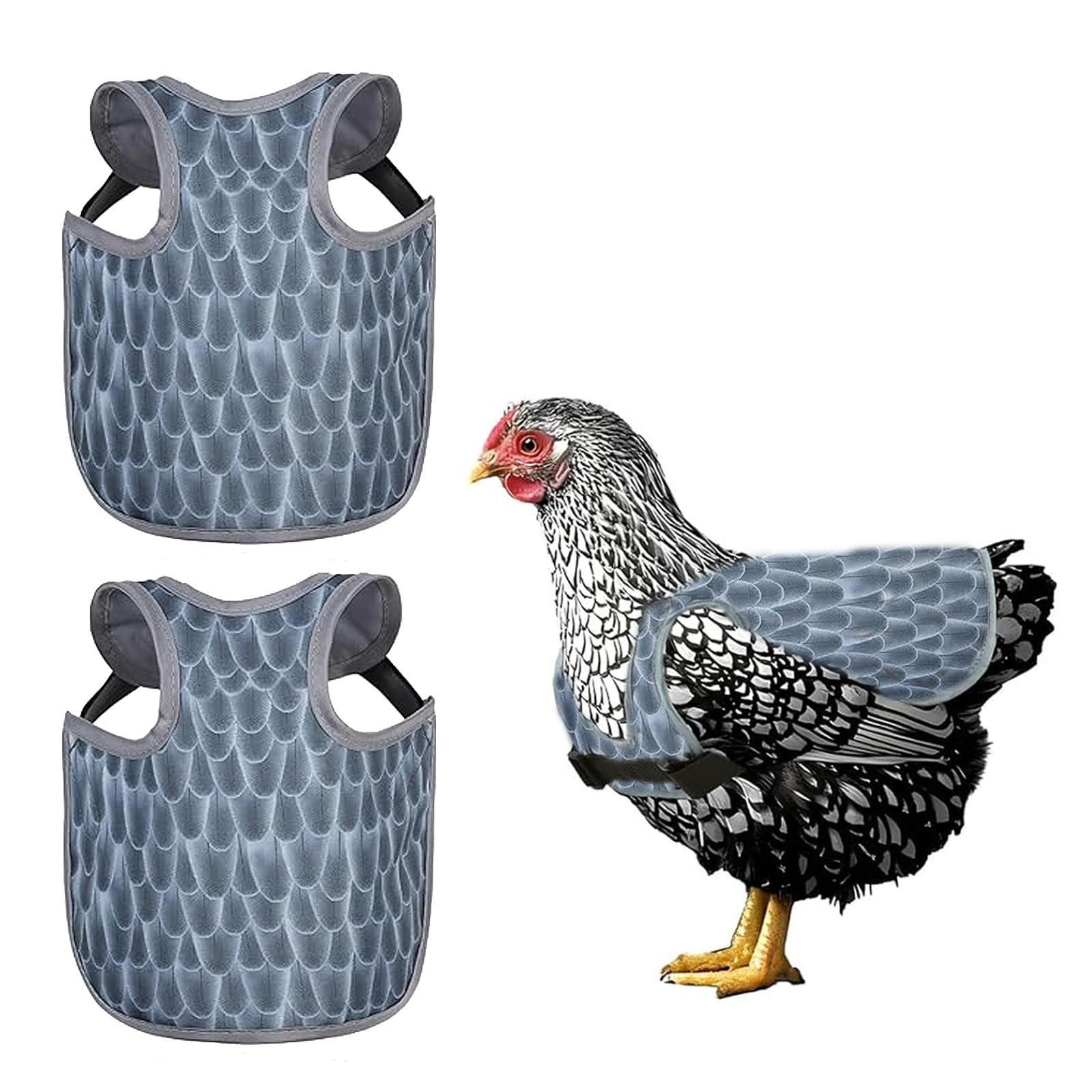 Lot de 2 selles de poulet pour poules, protection du dos de poule, tabliers confortables et légers pour poules (gris)