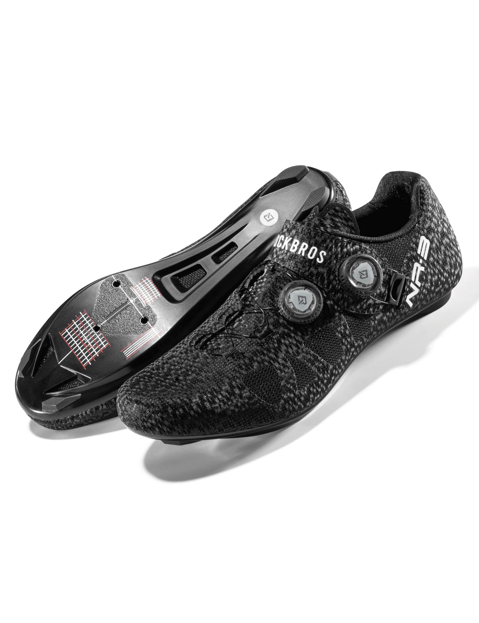 ROCKBROS Zapatilla de Ciclismo para Hombre y Mujer, Zapatos Bicicleta de Carretera MTB Compatible con Calas SPD-SL/KEO, Calzado con Suela de Nailon para Competición y Entrenamiento