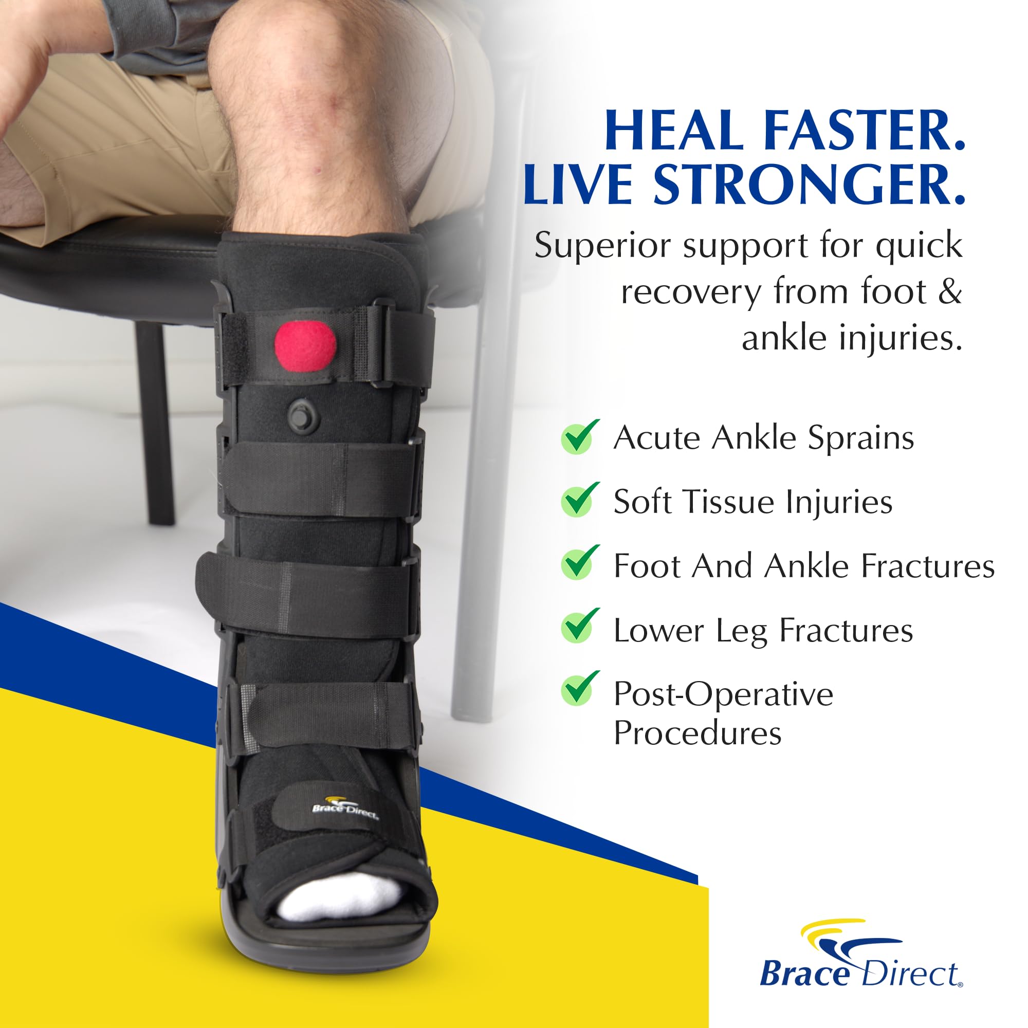Brace Direct Air CAM Walker Fracture Boot - Botas de recuperación médica, protección y curación, lesiones en los dedos, pies o tobillos, L