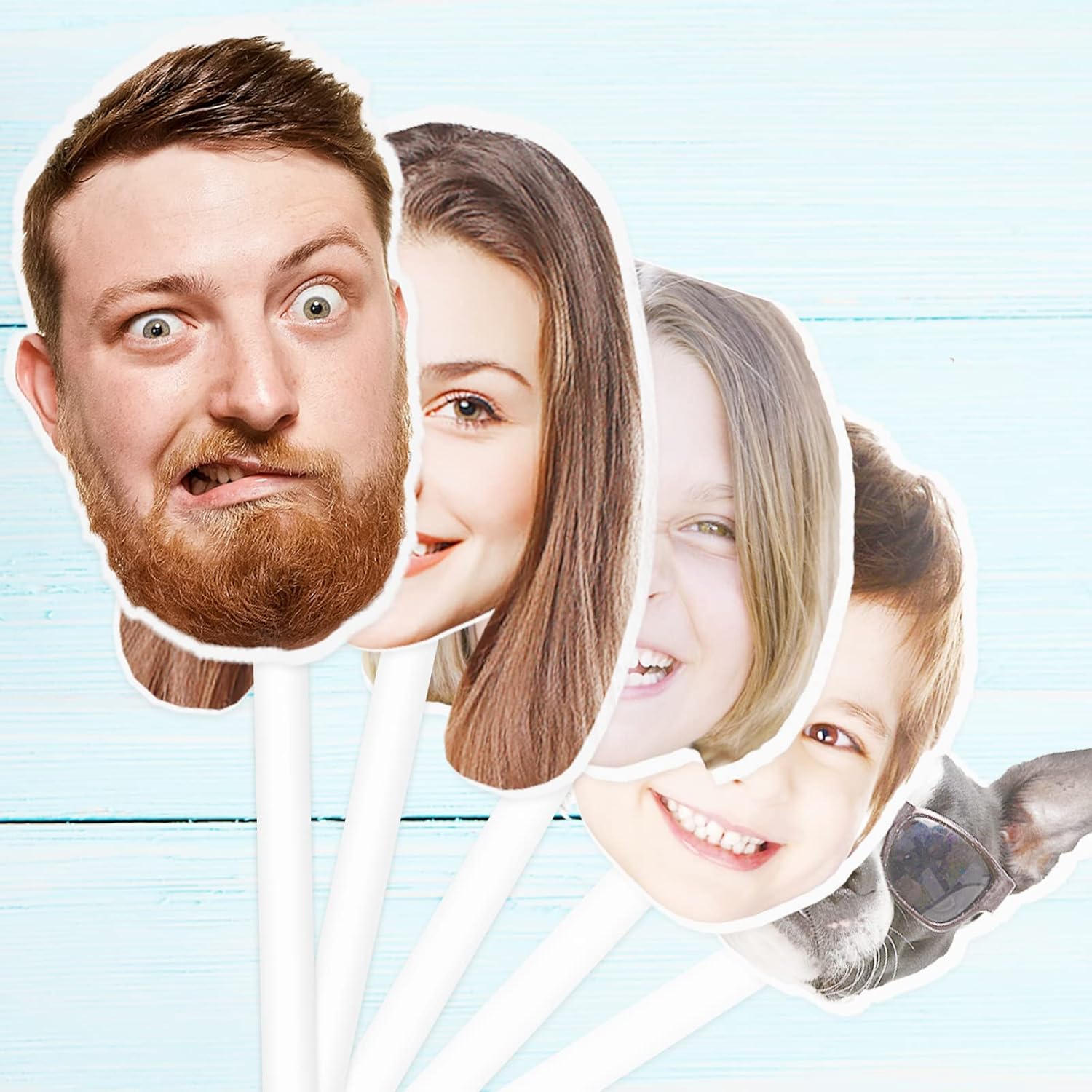 5PCS Custom Face Cutout on a Stick Fun Face Cutout Paddles