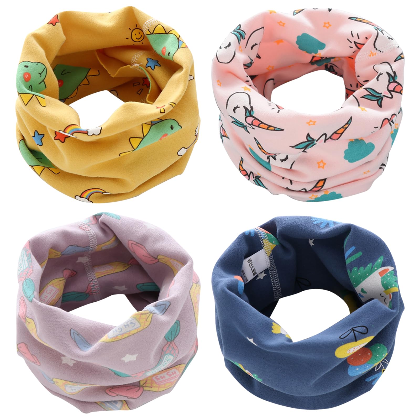 DKDDSSS 4 Pcs Calentador de Cuello, Braga Cuello Niño Braga Cuello Niña, Bufanda para Niños, Invierno Bufanda Tubular para Niños Niñas, 1-12 Años