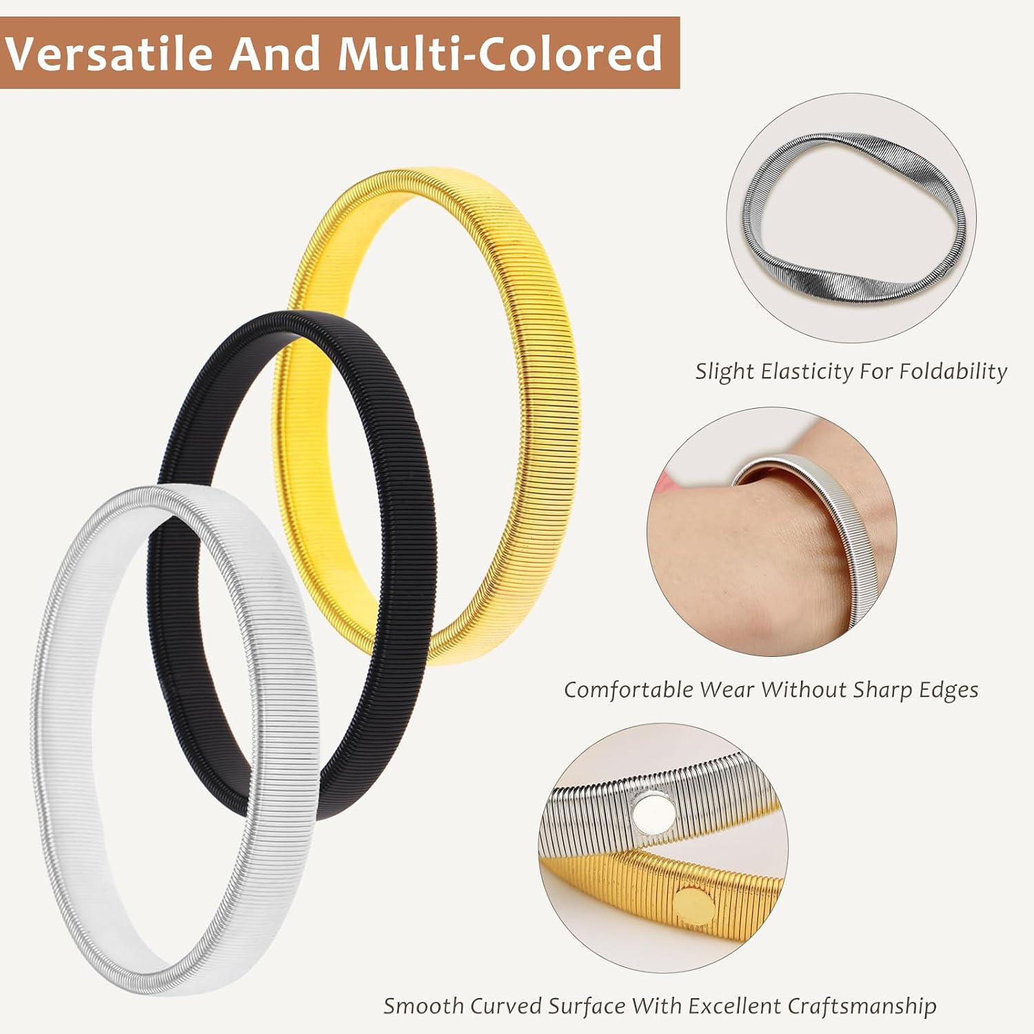 6 Pieces Shirt Sleeve Holders - Stretchy Metal Armbands, Anti-Slip Sleeve Garters for Men & Women, Adjustable Sleeve Fixing Bands