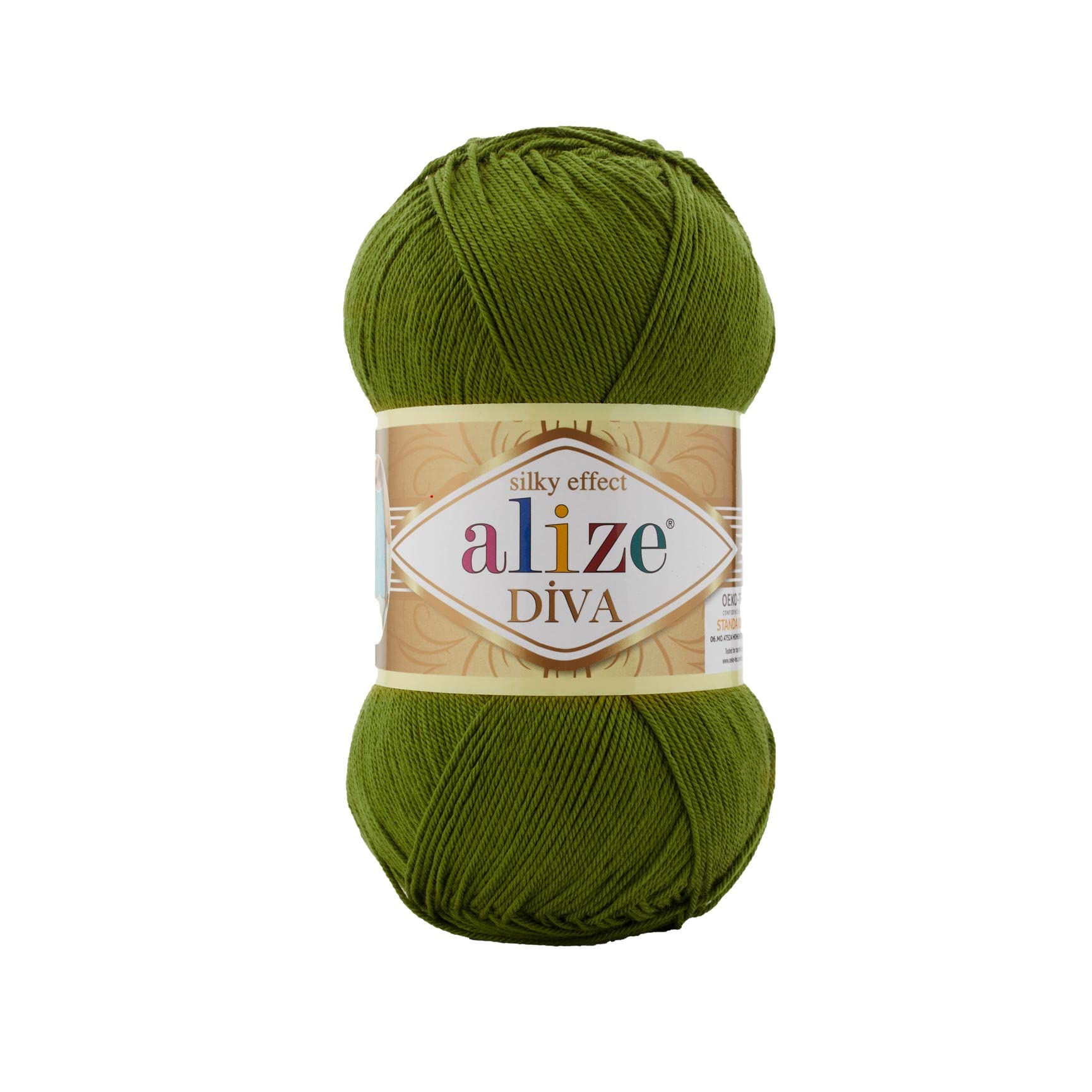 Alize Diva Silky Effect 100% Microfiber Acrylic Yarn Thread Crochet Art Lace Craft Lot of 2 skeins, Each Skein 100g 350m - 233 Olive