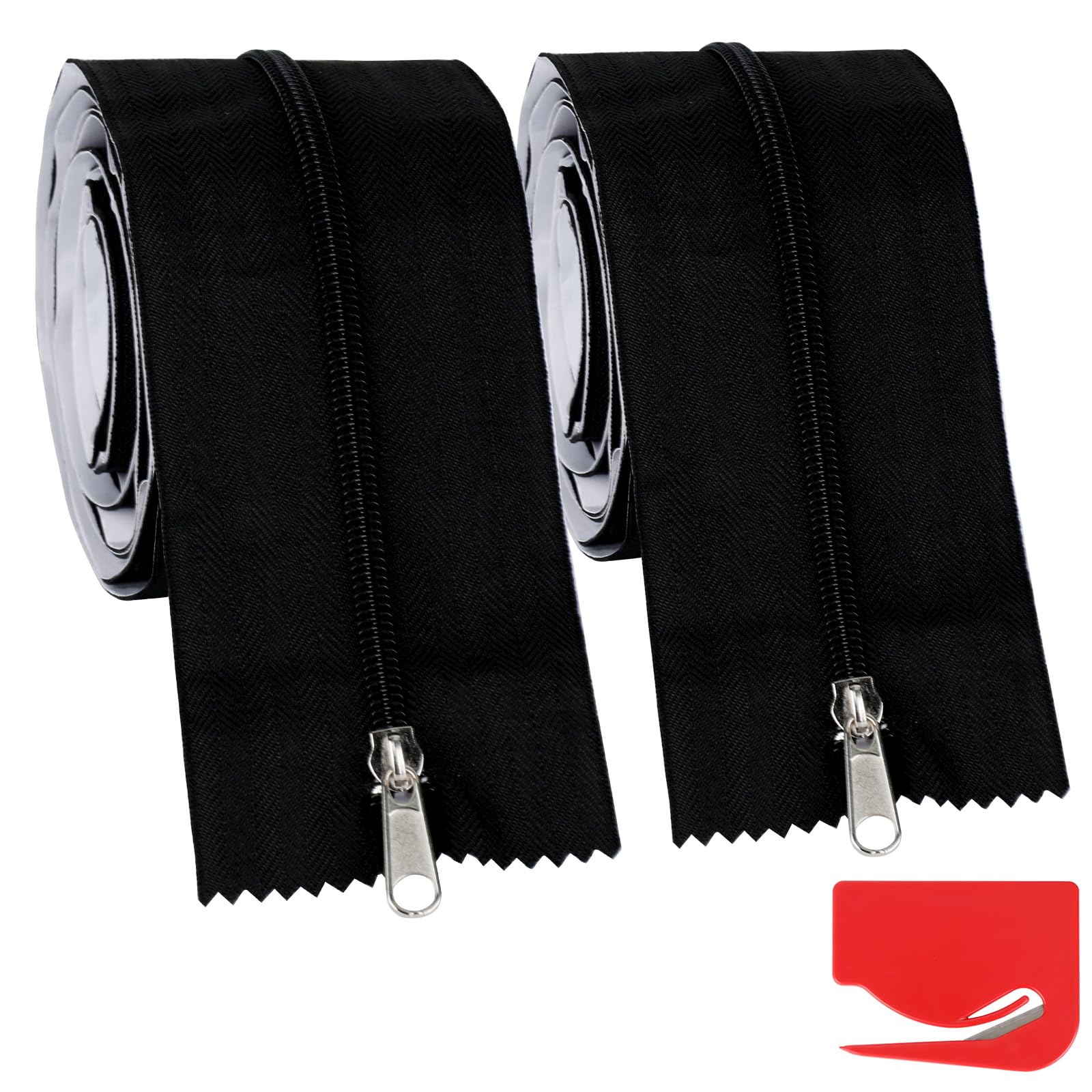 Set Di 2 Cerniere Autoadesive Per Tende Antipolvere - 218x7,6 Cm, Arancioni, Per Cantieri E Porte FAI DA TE - 5