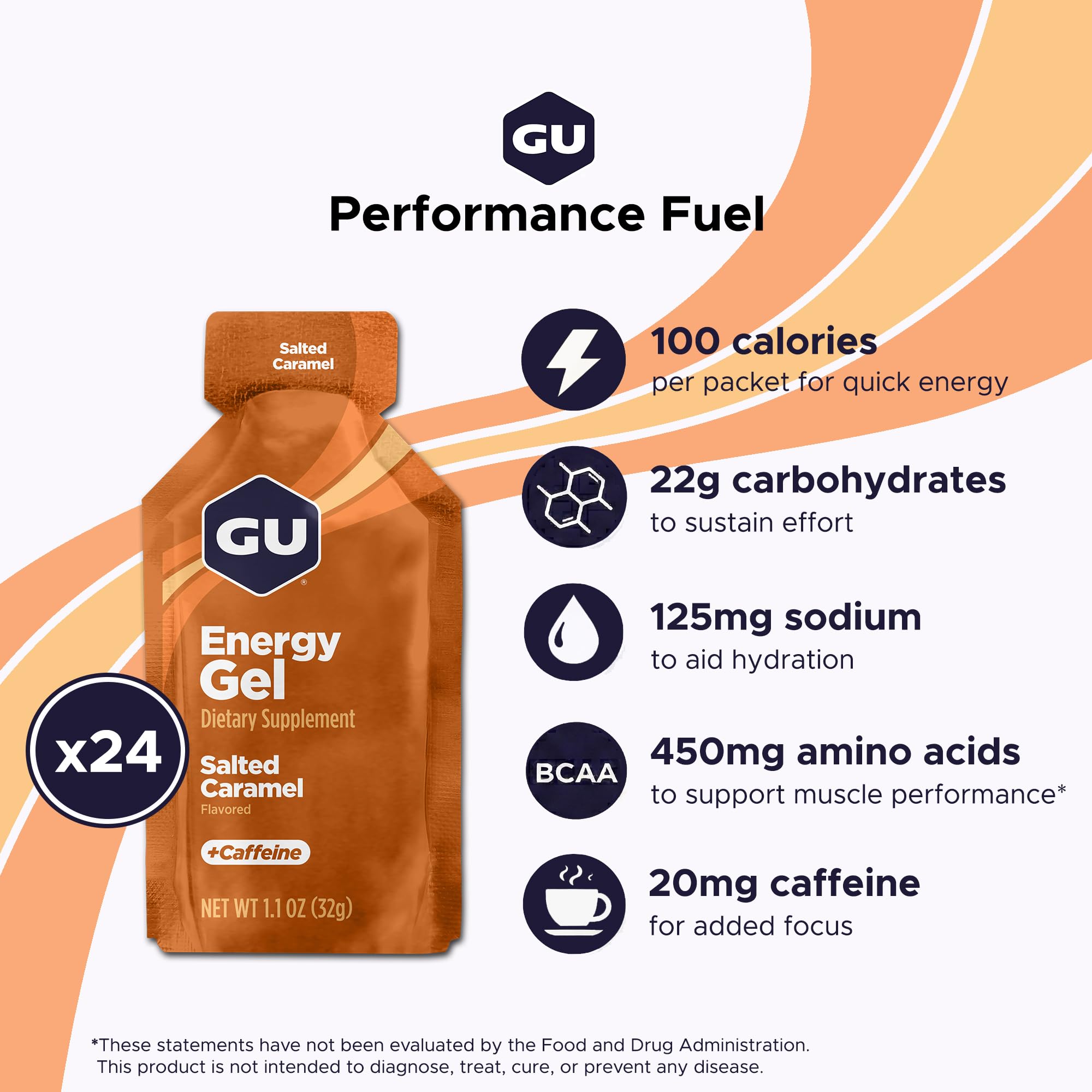 GU Energy Gel Salted Caramel gesalzenes Box, Gesalzener Karamell, 768 g