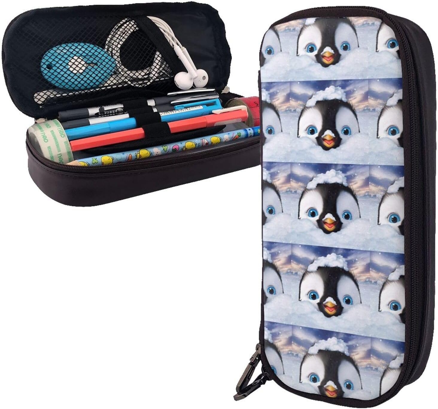 cartoon cute penguin Pencil Case Big Capacity Leather
