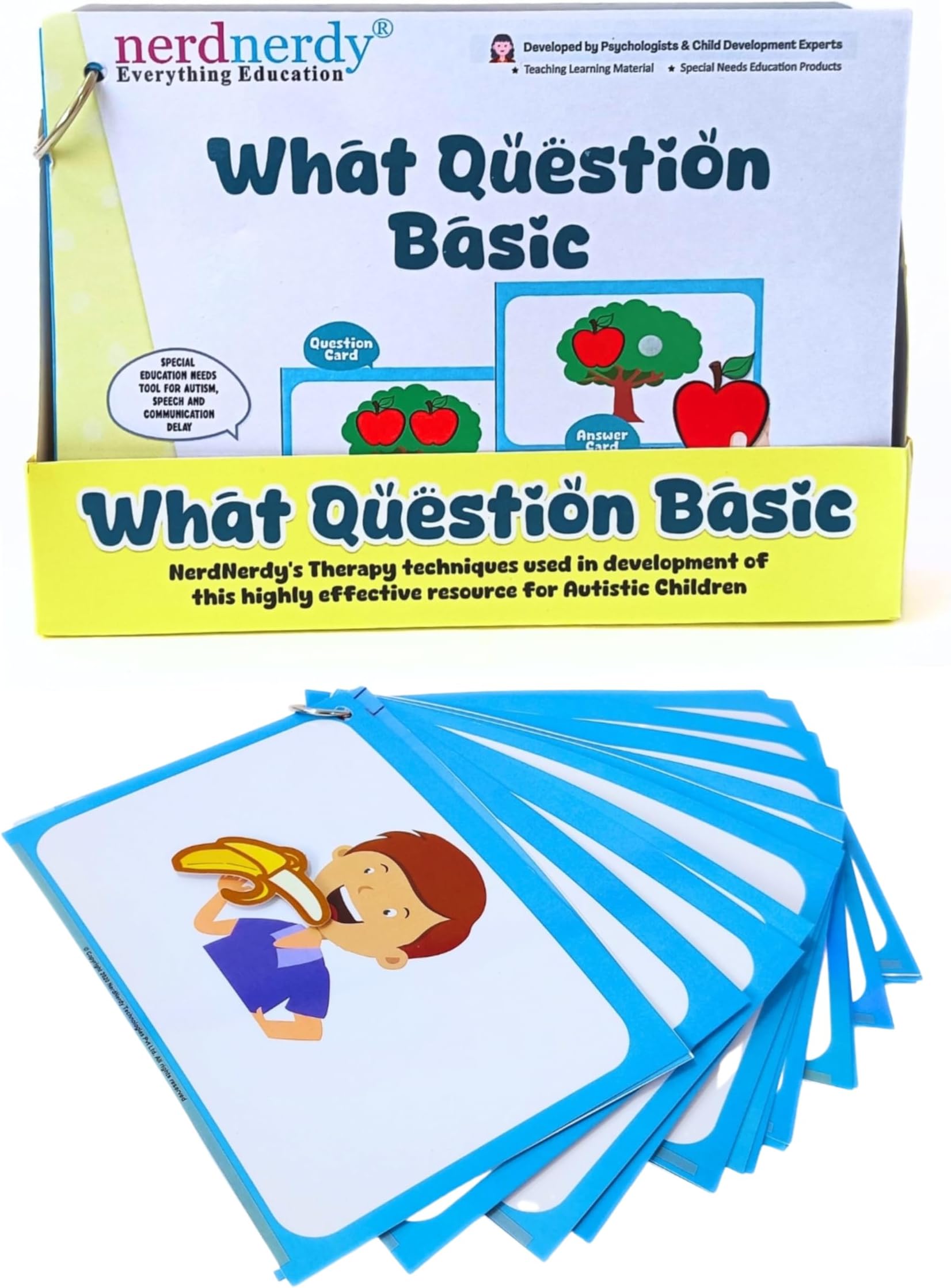 NerdNerdy 'What' Question Basic Level/Reserach Backed/Speech Therapy Material/Autism Toy for Speech Development/Helps in receptive Language/Language & Communication/Sensory Integration.