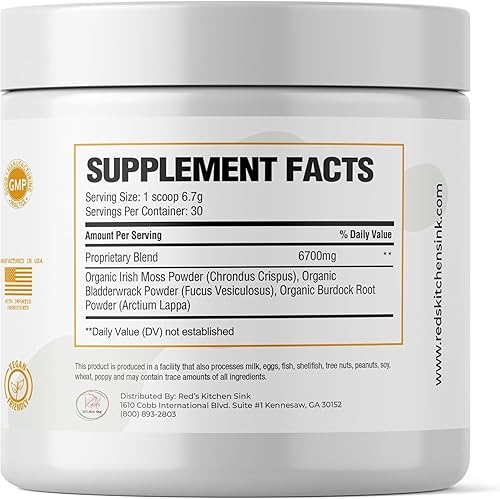 Miniatura 7 de Red's Kitchen Sink Cell Fuel 102 - Polvo orgánico de musgo marino con raíz de vejiga y bardana | Mezcla de hierbas inspirada en el Dr. Sebi |