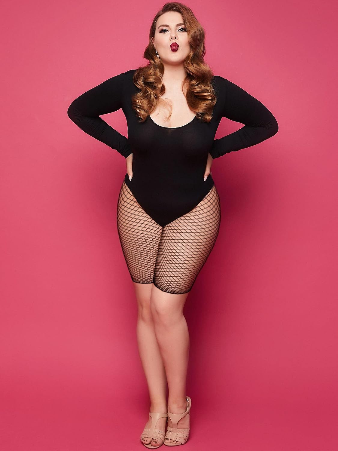 Bencailor 3 Pairs Fishnet Shorts Fishnet Biker Short for Women Elastic High Waisted See Through Mesh Leggings for Women