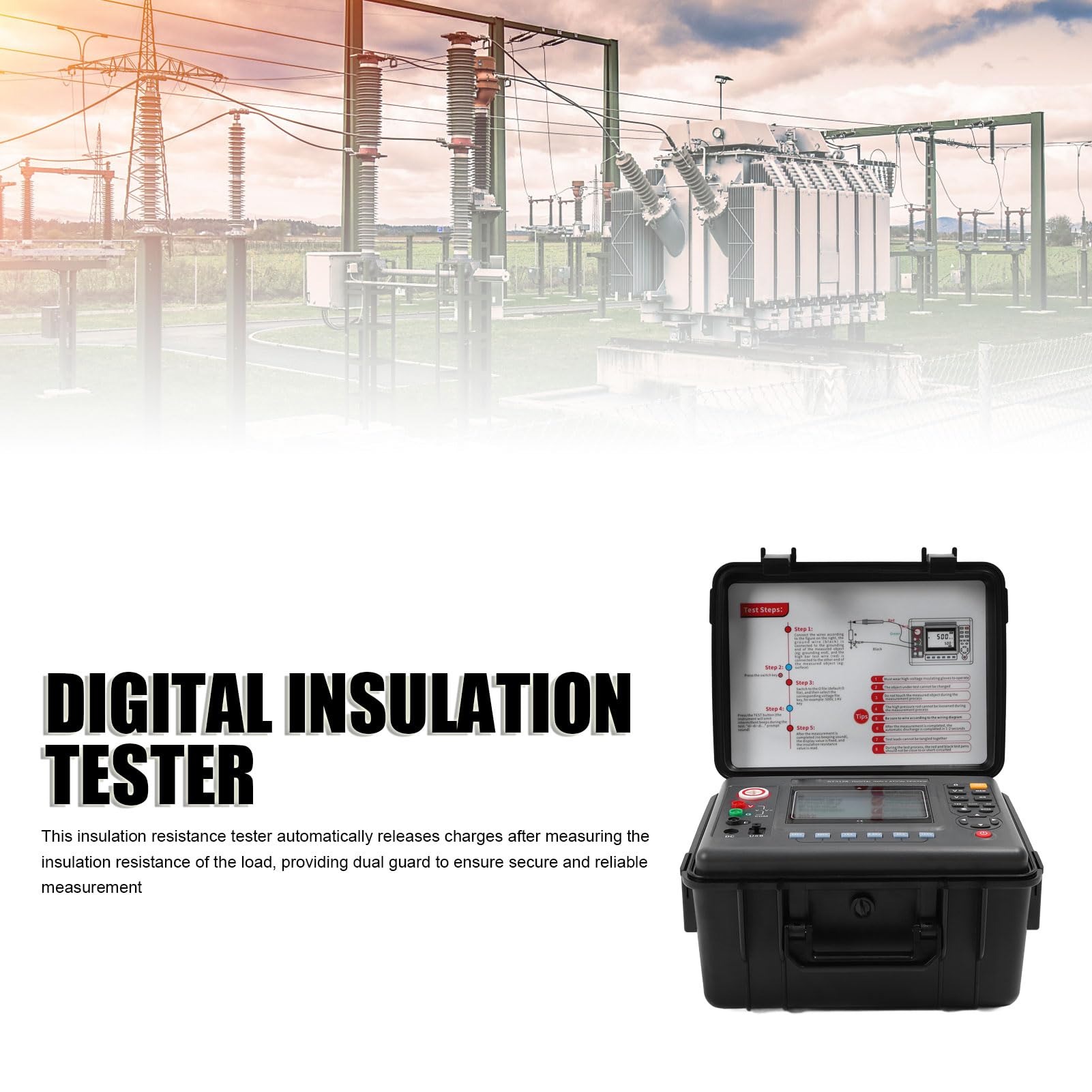 Mégohmmètre Haute Tension 250V-10KV Testeur Isolation Écran LCD Alarme