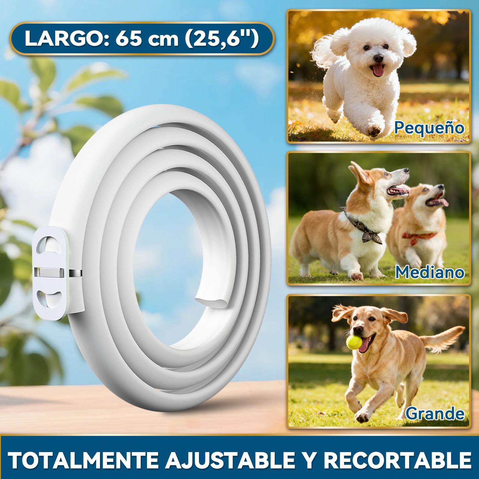 Halldeli Collar Antiparasitario para Perros 65 cm – Protección contra Pulgas, Garrapatas e Insectos hasta 12 Meses – para Perros de Todos los tamaños – Impermeable y Ajustable — view 7