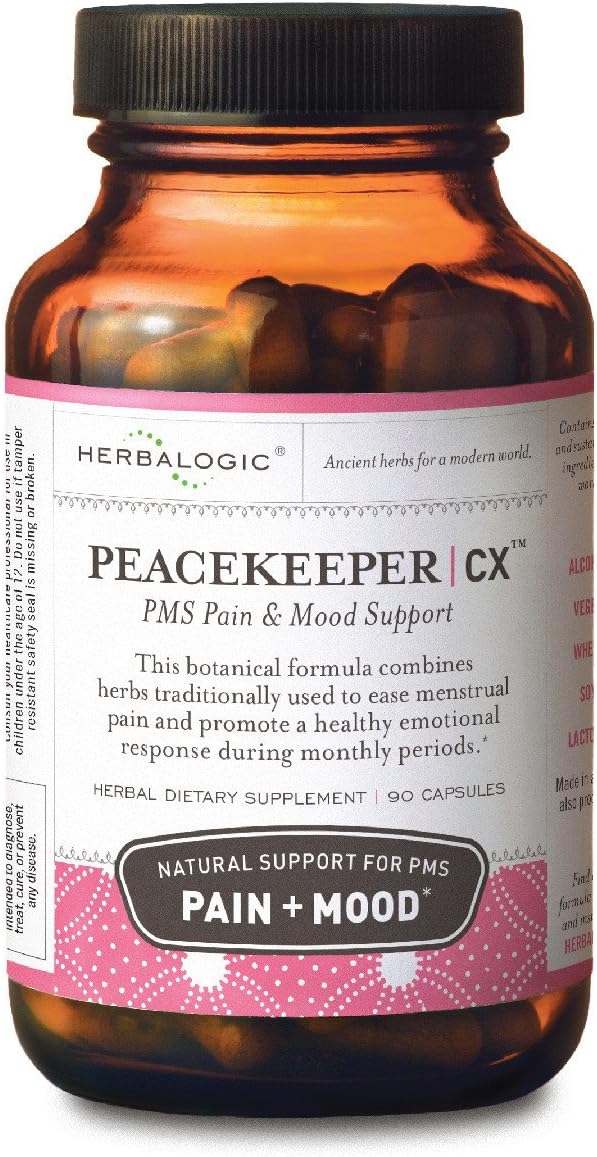 Peacekeeper CX Herb Capsules - Reduces PMS Related Mood Swings - Reduces Cramps & Pain Associated with Monthly Periods - Contains Turmeric & Corydalis - 90 Cap Count