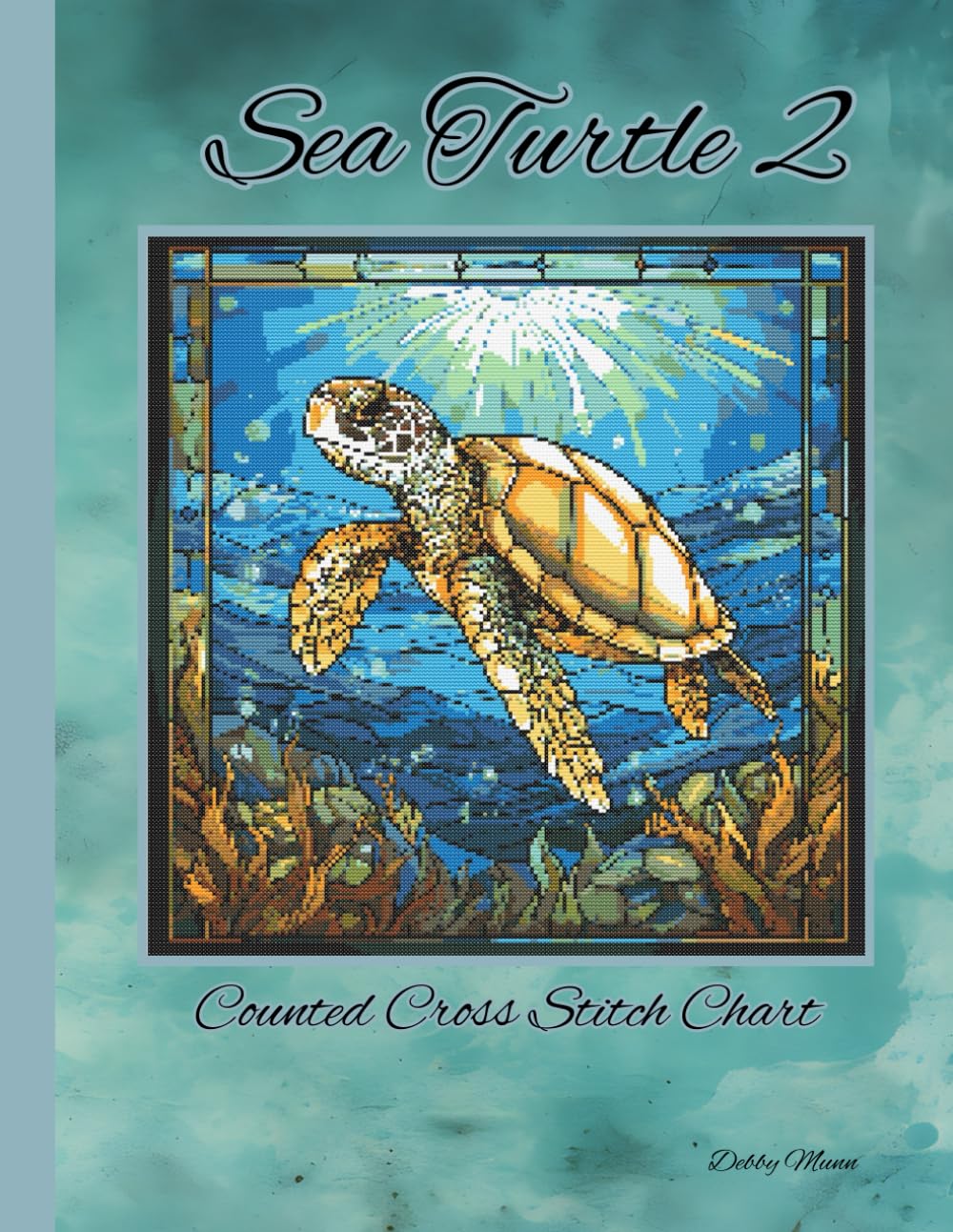 Sea Turtle 2: Stained Glass Counted Cross Stitch Chart