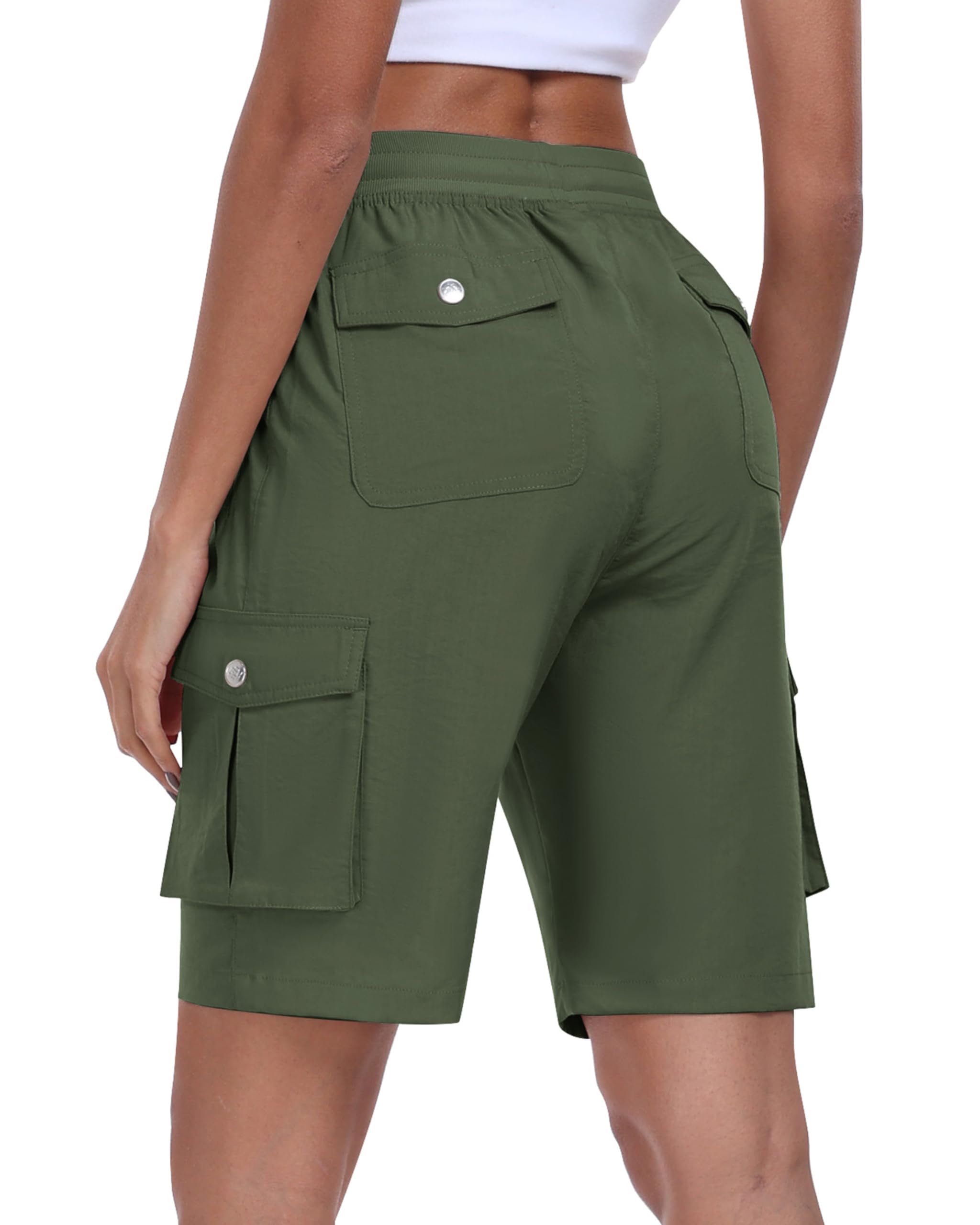 MoFiz Pantaloncini Cargo Trekking Donna Bermuda Estivi Pantaloni Corti Vita Elastica Leggeri Pantaloncini da Escursionismo Sportivi Jogging Casual Esterno con 6 Tasche