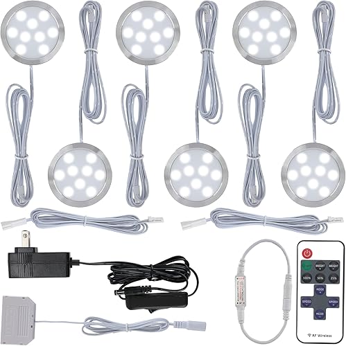 Miniatura 1 de Curio - Kit de luz para gabinete de exhibición, pequeñas luces LED redondas debajo del mostrador, adaptador de enchufe de pared de EE. UU. de 120