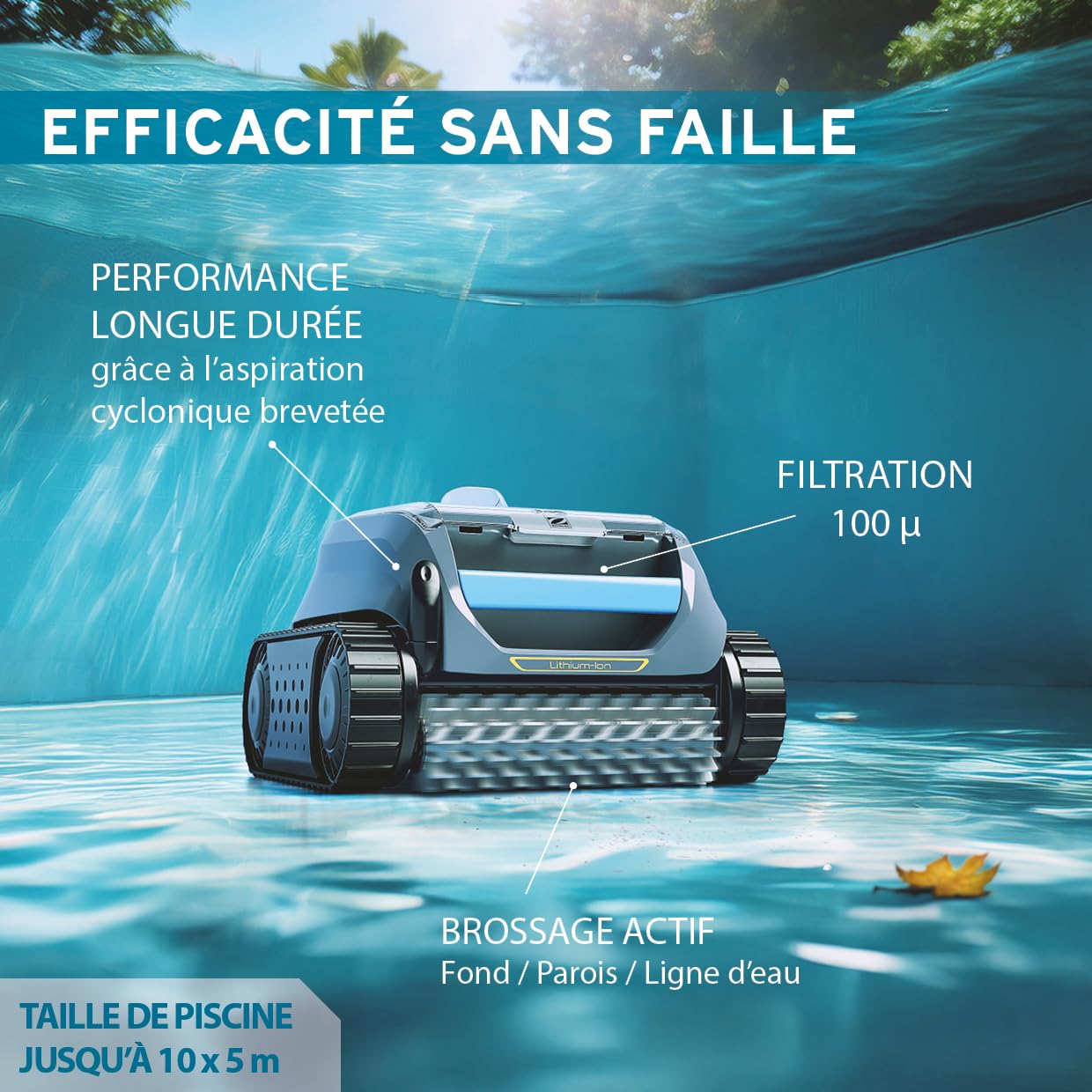 Zodiac Freedom OF42 IQ. Robot Nettoyeur de Fond sans Câble. Piscines jusqu'à 50m²