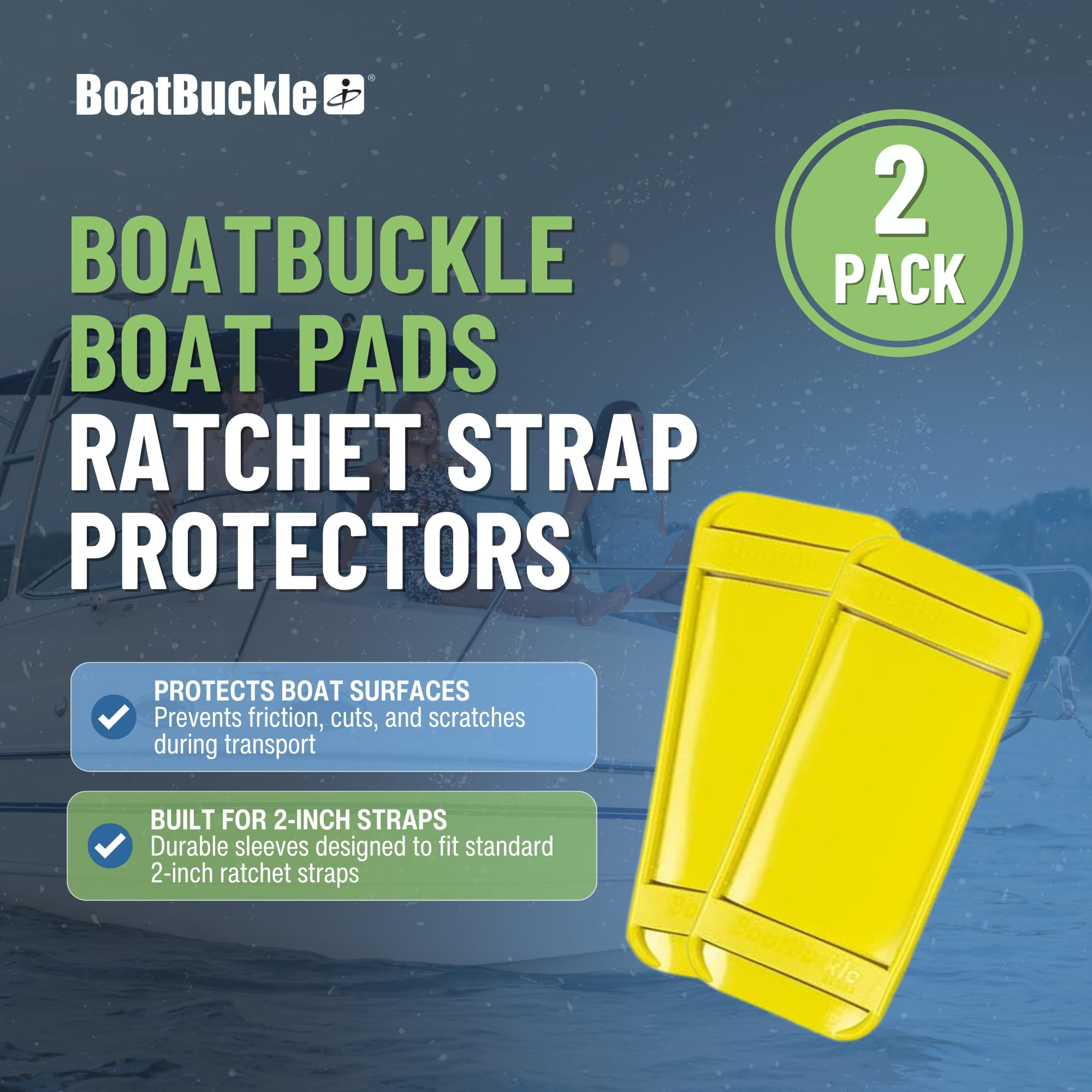 BoatBuckle Cuscinetti per barche, protezioni per cinghie a cricchetto da 5 cm, manicotti protettivi per cinghie di legatura per rimorchi, adatti a cinghie a cricchetto retrattili da 5 cm, confezione