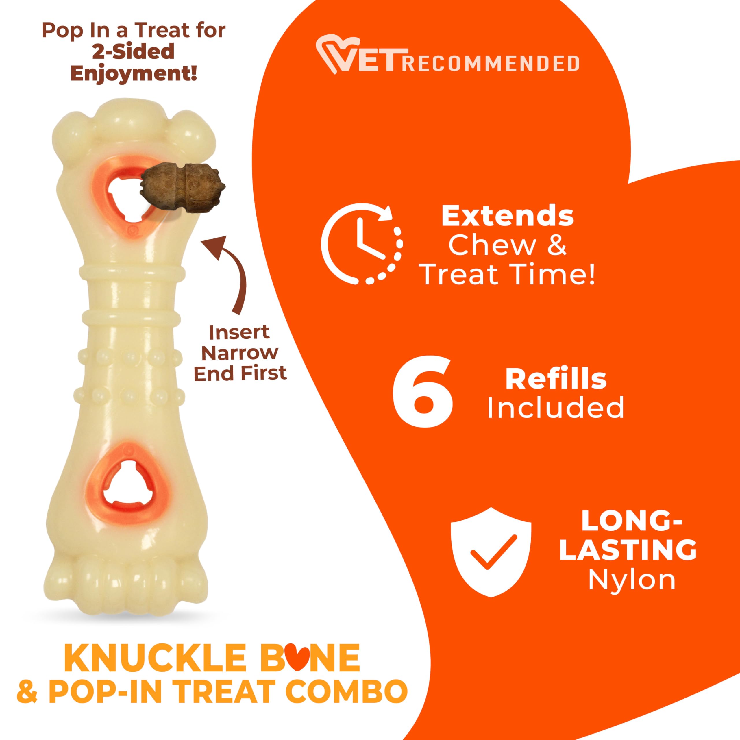Nylabone Power Chew Knuckle Bone & Pop-In Treat Toy Combo kurczak smak duży/gigantyczny - do 22,7 kg.